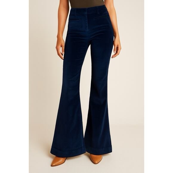 Pilcro Pants - Anthropologie Pilcro Navy Marin Blue Velvet Flare Pants Size 26
